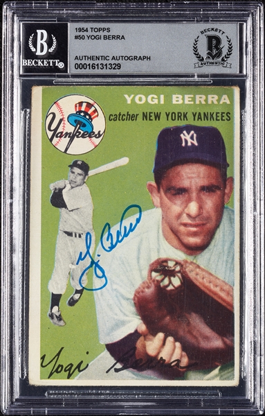 Yogi Berra Signed 1954 Topps No. 50 (Graded BAS 10)