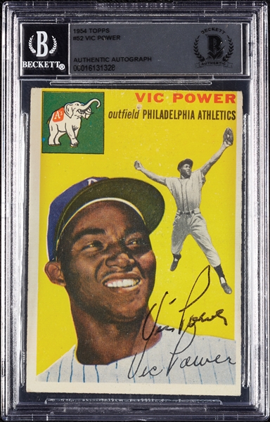 Vic Power Signed 1954 Topps No. 52 (BAS)