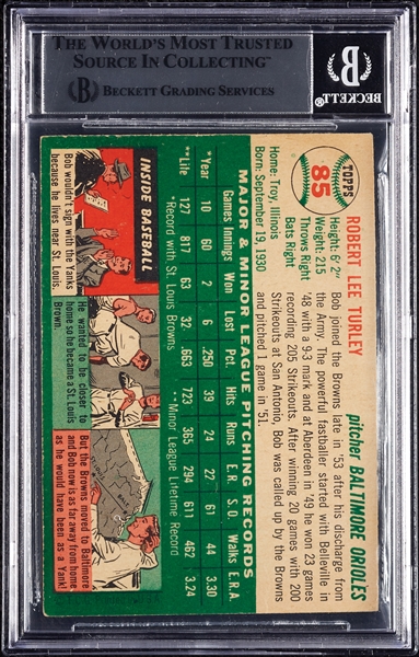 Bob Turley Signed 1954 Topps RC No. 85 (BAS)