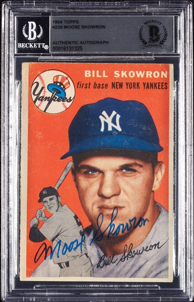 Moose Skowron Signed 1954 Topps RC No. 239 (BAS)