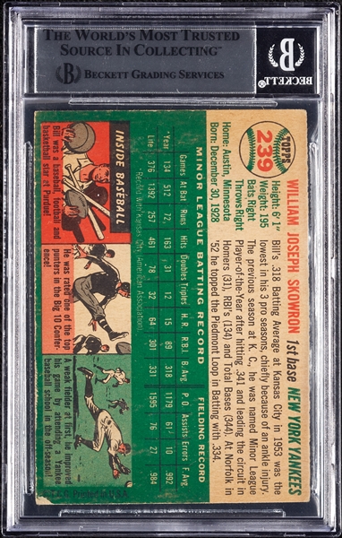 Moose Skowron Signed 1954 Topps RC No. 239 (BAS)