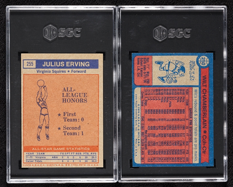 1972 Topps Julius Erving AS & 1974 Topps Wilt Chamberlain SGC 7 Pair (2)