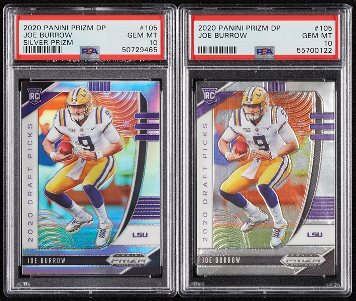 2020 Panini Prizm DP Joe Burrow PSA 10 Pair with Silver Prizm (2)