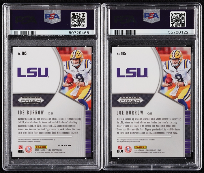 2020 Panini Prizm DP Joe Burrow PSA 10 Pair with Silver Prizm (2)