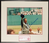 Ted Williams Signed 11x14 Photo with 50th Anniversary of .406 Ticket Framed Display (BAS)