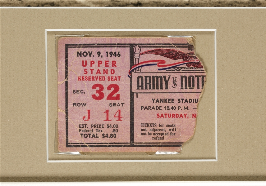 1941 Notre Dame Multi-Signed Original Photo vs. Army with TIcket (BAS)