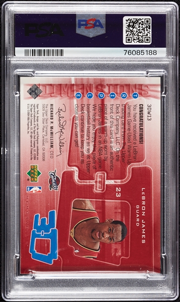 2003 UD Triple Dimensions LeBron James 3D Warmups No. 13 (953/999) PSA 8