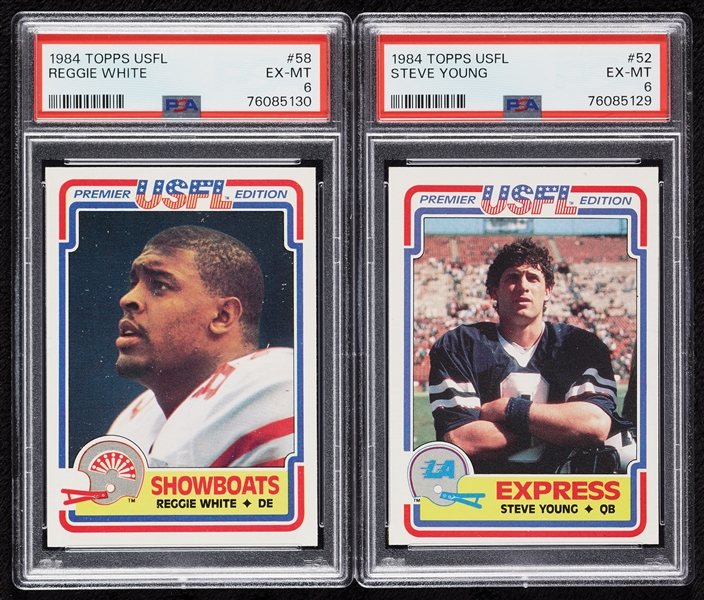 1984 Topps USFL Reggie White & Steve Young RCs PSA 6 Pair (2)