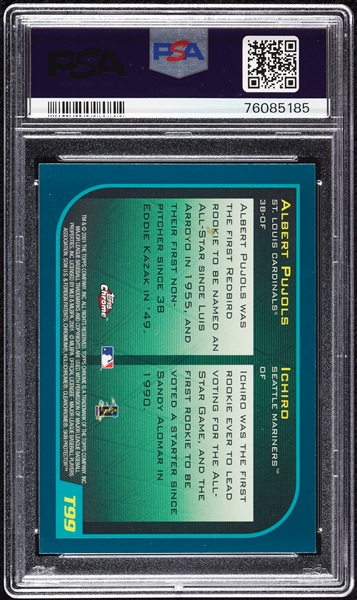 2001 Topps Chrome Traded Albert Pujols RC No. T99 PSA 9