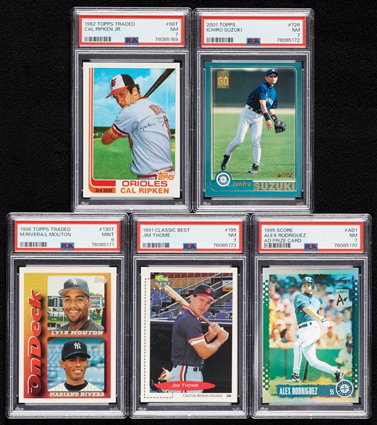 PSA-Graded Rookie Group with Topps Traded Ripken & Topps Ichiro RCs (5)