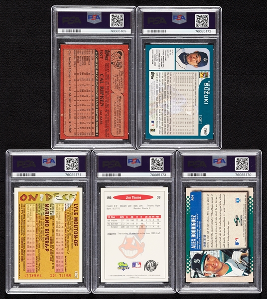 PSA-Graded Rookie Group with Topps Traded Ripken & Topps Ichiro RCs (5)