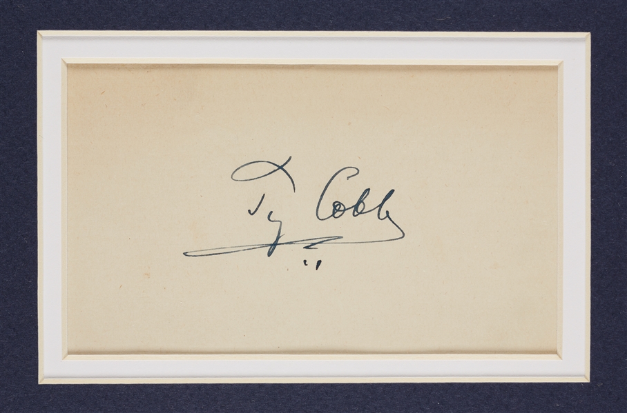 Ty Cobb Signed Index Card Display (Graded PSA/DNA 9) (Graded BAS 9)