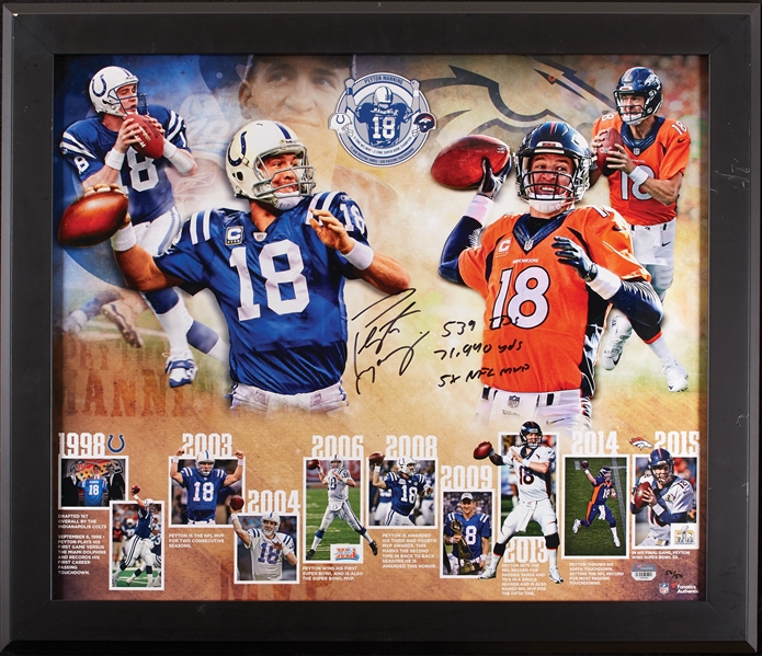 Peyton Manning Signed 20x24 Framed Photo with Multiple Inscriptions (50/50) (Fanatics)