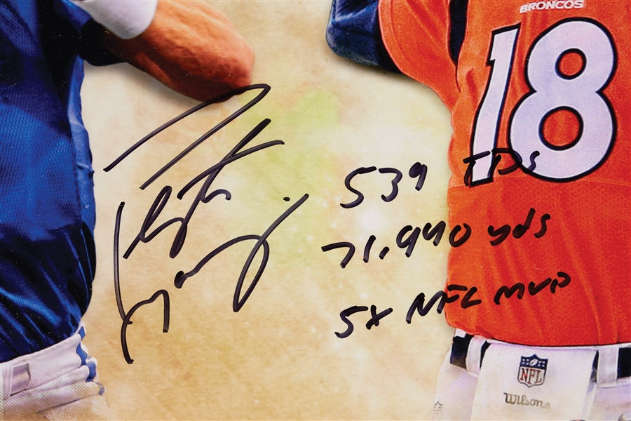 Peyton Manning Signed 20x24 Framed Photo with Multiple Inscriptions (50/50) (Fanatics)