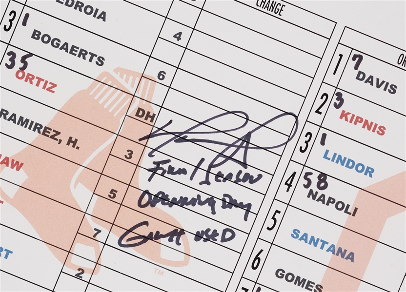 David Ortiz Signed Opening Day Scorecard from Final Season (4/4/2016) (Fanatics)