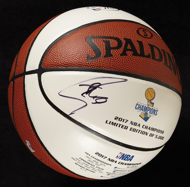 Stephen Curry Signed 2017 NBA Finals White Panel Basketball (Fanatics)