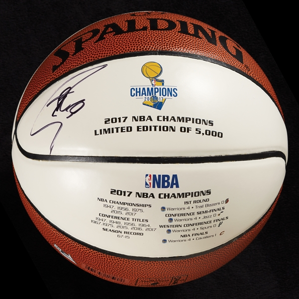 Stephen Curry Signed 2017 NBA Finals White Panel Basketball (Fanatics)