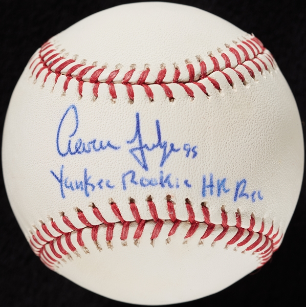 Aaron Judge Single-Signed OML Baseball Yankee Rookie HR Rec (10/30) (MLB) (Fanatics)