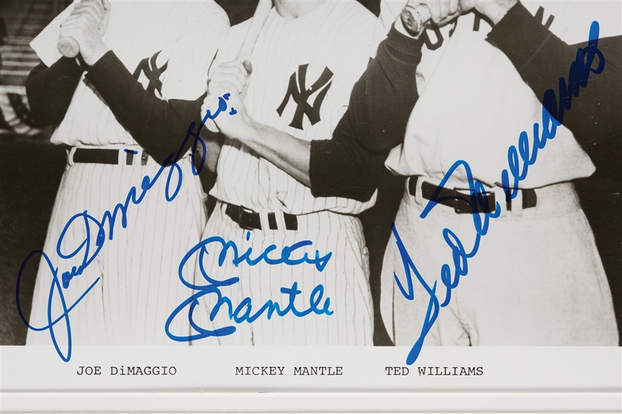 Mickey Mantle, Joe DiMaggio & Ted Williams Signed 8x10 Photo (Graded PSA/DNA 10)