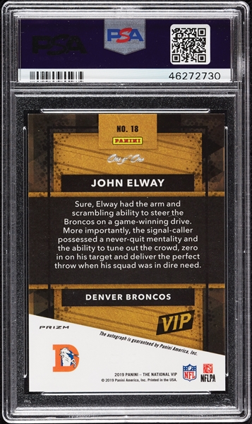 2019 Panini National Conv. VIP John Elway Gold Part Auto Gold (1/1) PSA 9