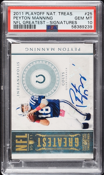 2011 Playoff National Treasures Peyton Manning NFL Greatest Signatures (1/10) PSA 10