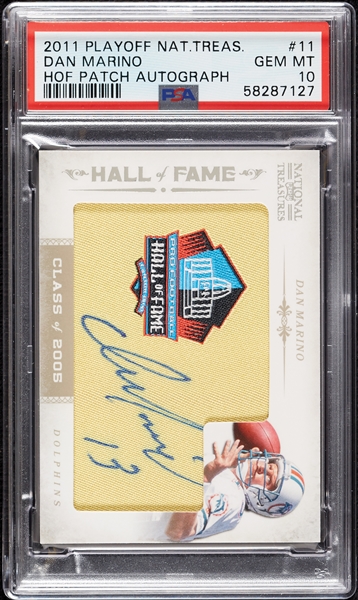 2011 Playoff National Treasures Dan Marino HOF Patch Autographs (32/45) PSA 10