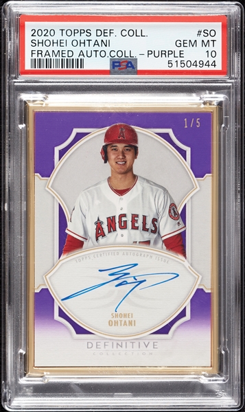 2020 Topps Definitive Collection Shohei Ohtani Framed Auto Coll. Purple (1/5) PSA 10