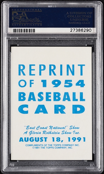 Hank Aaron Signed 1991 East Coast National 1954 Topps Reprint (PSA/DNA)