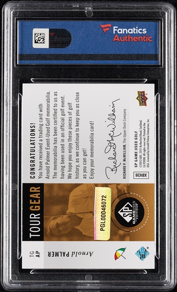 2013 SP Game Used Arnold Palmer Tour Gear Autograph (15/35) (Fanatics)