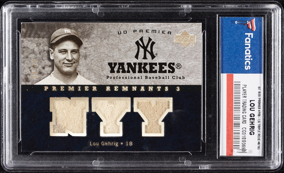 2007 UD Premier Lou Gehrig Premier Remnants Triple Relic (8/10) (Fanatics)