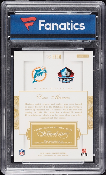 2017 Panini Flawless Dan Marino HOF Induction Auto (1/1) (Fanatics)