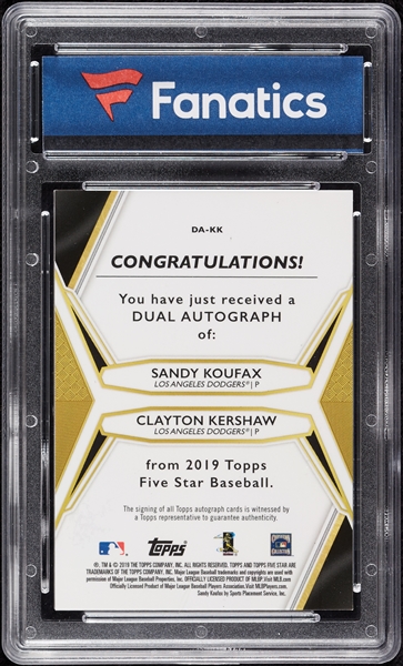 2019 Topps Five Star Sandy Koufax & Clayton Kershaw Dual Autograph (2/5) (Fanatics)