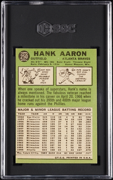 1967 Topps Hank Aaron No. 250 SGC 5