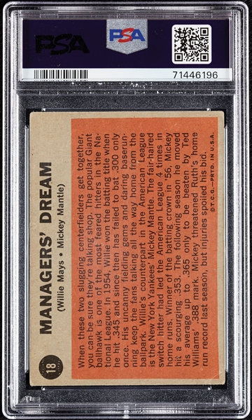 1962 Topps Manager's Dream Mantle/Mays No. 18 PSA 3