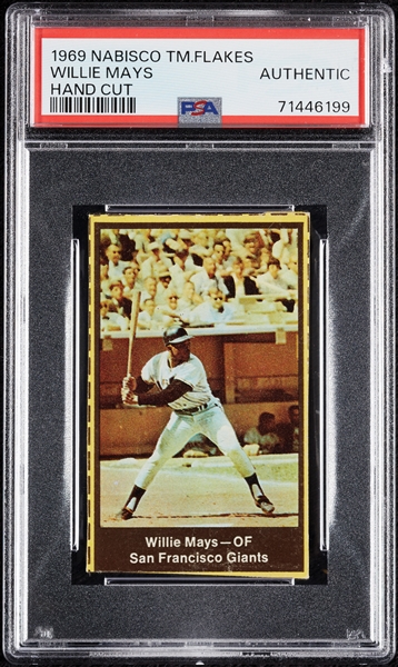 1969 Nabisco Team Flakes Willie Mays Hand Cut PSA Authentic