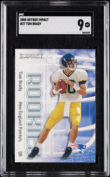 2000 SkyBox Impact Tom Brady RC No. 27 SGC 9