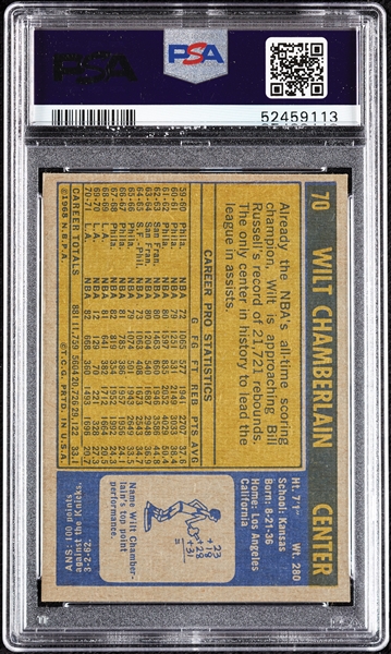 1971 Topps Wilt Chamberlain No. 70 PSA 5