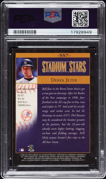 1998 Finest Derek Jeter Stadium Stars No. SS7 PSA 10