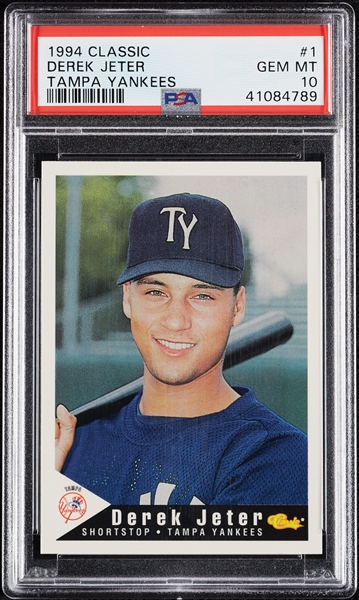 1994 Classic Derek Jeter Tampa Yankees No. 1 PSA 10