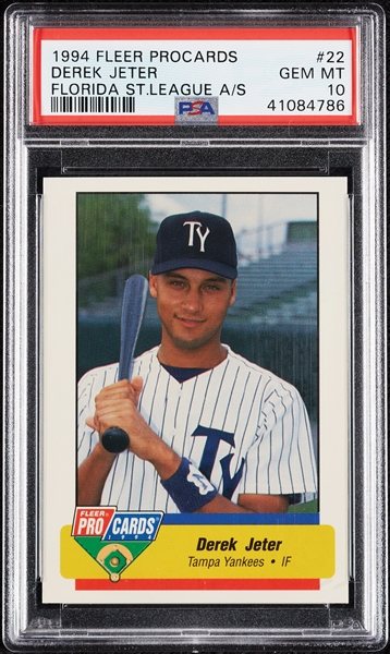 1994 Fleer ProCards Derek Jeter Florida League All-Stars No. 22 PSA 10