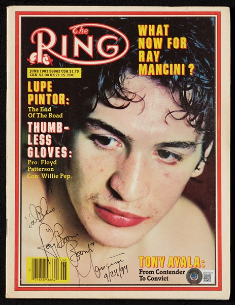 Ray Boom Boom Mancini Signed The Ring Magazine (BAS)