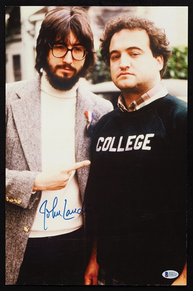 John Landis Signed 11x17 Photo with John Belushi (BAS)