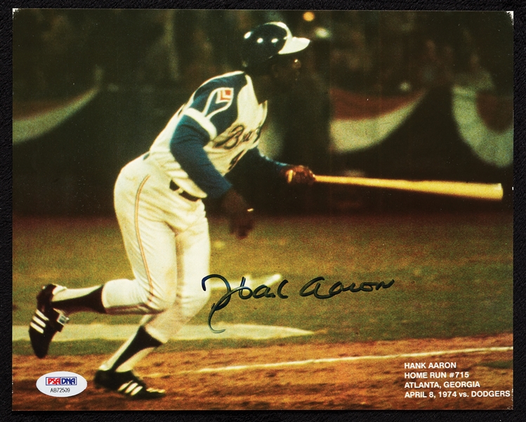 Hank Aaron Signed Home Run #715 8x10 Photo (PSA/DNA)