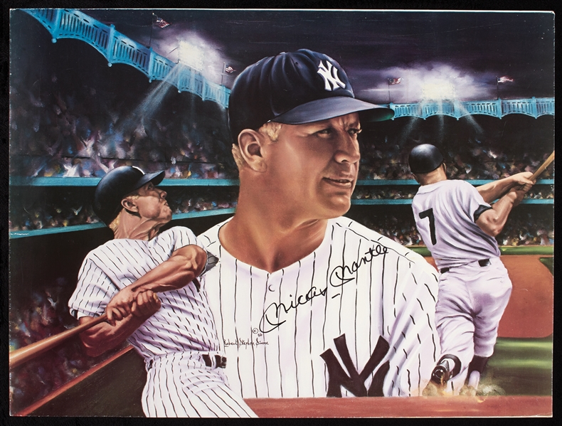 Mickey Mantle Signed 20x24 Robert Stephen Simon Print (PSA/DNA)