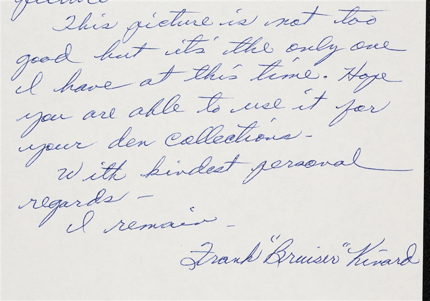 Frank Bruiser Kinard Signed Handwritten Letter (1974) (PSA/DNA)