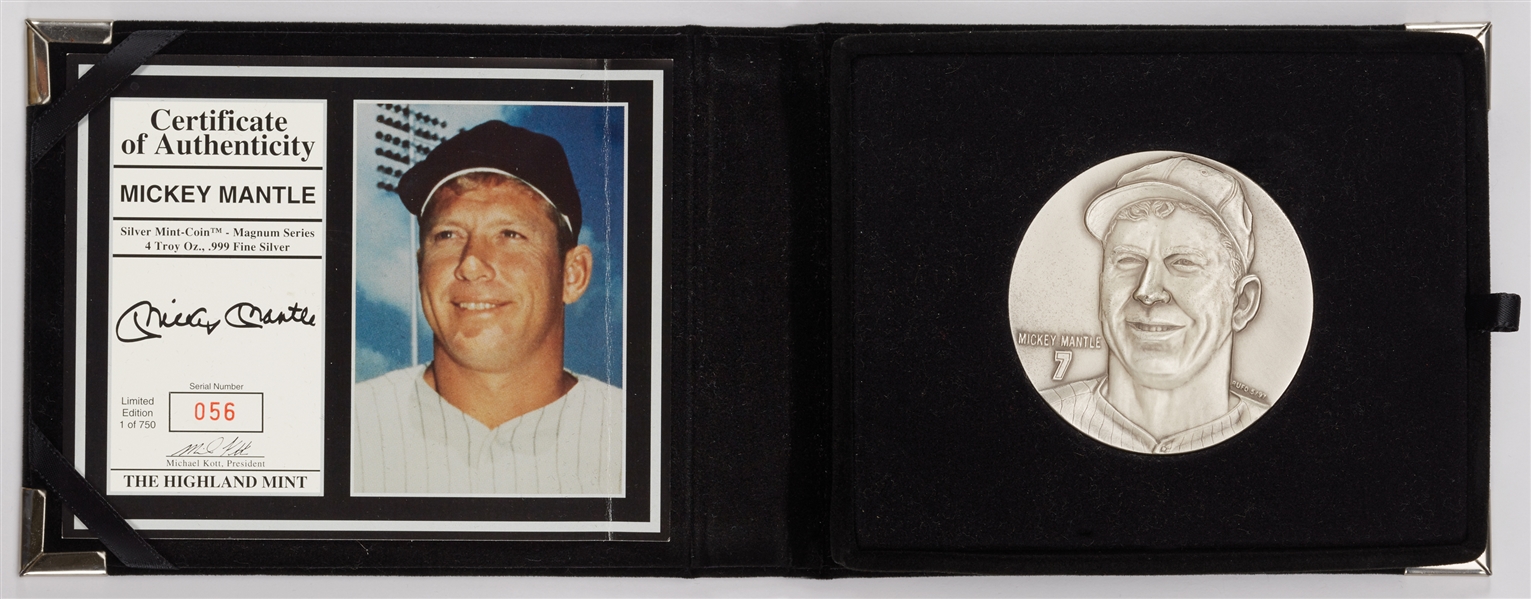 Mickey Mantle 4 oz. Silver Mint-Coin from The Highland Mint (56/750)