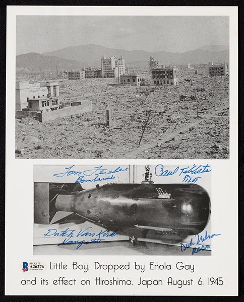 Enola Gay Crew-Signed 8x10 Photo with Tibbets, Ferebee, Van Kirk & Nelson (BAS)