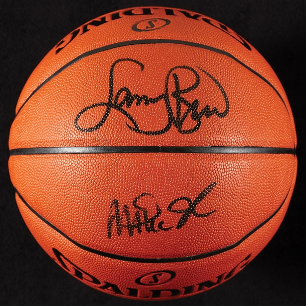 Larry Bird & Magic Johnson Signed Spalding Basketball (PSA/DNA)