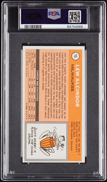 1970 Topps Kareem Abdul-Jabbar No. 75 PSA 3