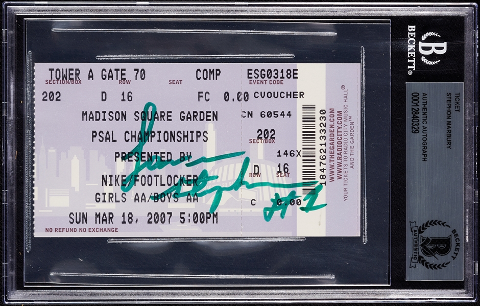 Stephon Marbury Signed 2007 PSAL Championship Ticket (BAS)